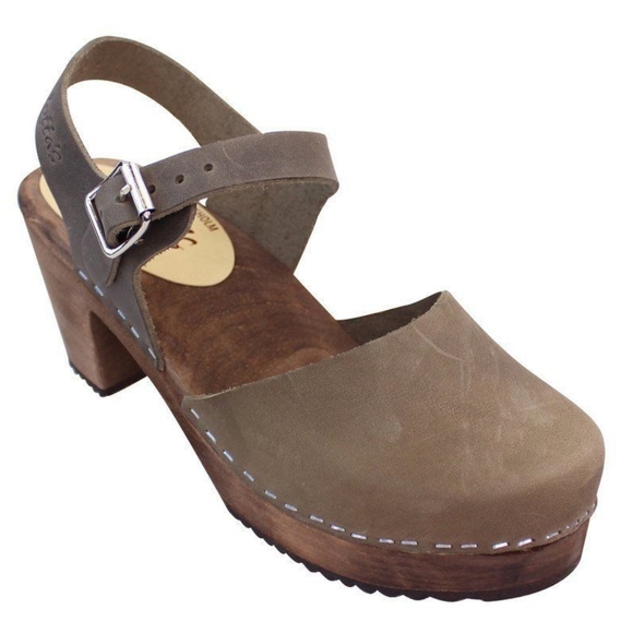 Lotta from Stockholm Highwood Taupe Clogs Oiled Nubuck Leather Brown Base  41 10 - Picture 2 of 12